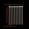 Disposable birch wood fruit picks 15cm length with 9.3mm round bead top - 15cm Round Wood Bead Stirrer