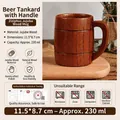 Handmade carbonized wooden whiskey mug with handle, 230ml capacity for tea or beer - 230ml / Large Beer Mug With Handle