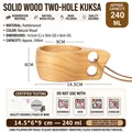 Handcrafted rubber wood Kuksa cup with double-hole handle and natural grain for coffee or milk - 240ml / Light Wood Grain Double Hole Cup
