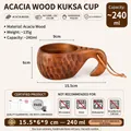 Handcrafted acacia wood cup with tortoise shell pattern and elephant trunk handle, 240ml. - 240ml / Turtle Shell Elephant Trunk Cup