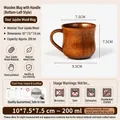 Handcrafted natural jujube wood mug with handle, 200ml capacity, size 10x7.5x7.5cm - 200ml / Rimmed Cup