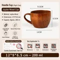 Handmade natural jujube wood mug with handle, high-quality heat-resistant 200ml cup - 200ml / Coffee Cup