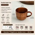 Handmade 200ml jujube wood tea cup with handle for coffee or whiskey - 200ml / Double Section Cup