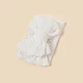 Breathable white lace newborn headband featuring a large decorative bow for infants - 20*17cm / White