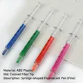 Set of four creative syringe-shaped highlighter pens in vibrant neon colors for students - Thin Syringe Highlighter