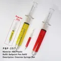 Creative oversized syringe shaped ballpoint pens with yellow and red liquid decor - Large Syringe Ballpoint Pen