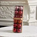 Set van 12 rode en roze kerstballen van 6 cm in kraftpapier doos - 6cm 12 Stuks / Transparant Rood