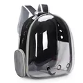 Large transparent window pet carrier backpack for cats with breathable mesh side - Black (Basic Style)
