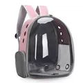 Comfortable pink transparent panoramic pet carrier backpack for cats and small dogs - Pink (Basic Style)