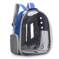 Portable blue and grey transparent pet carrier backpack for cats with breathable mesh - Blue (Basic Style)