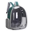 Green breathable transparent pet carrier backpack for cats and small dogs - Dark Green (Basic Style)