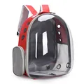 Red transparent pet backpack carrier with breathable mesh for cats and small dogs - Red (Basic Style)