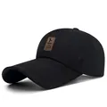 Stylish black breathable quick-dry baseball cap for men featuring a leather logo patch - Adjustable / Black Patch Sandwich Cap
