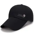 Black men's outdoor baseball cap featuring a decorative side shield logo and text embroidery - Adjustable / Black Triple Letter Badge Cap