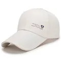 White breathable summer baseball cap with sports logo embroidery for outdoor sun protection - Adjustable / Beige Triple Letter Badge Cap