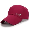 Maroon sports baseball cap with side print for sun protection and outdoor activities. - Adjustable / Wine Red Triple Letter Badge Cap