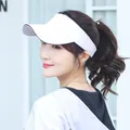 White breathable outdoor sun visor hat for summer UV protection and sports use - Adjustable / Plain Solid White Sun Visor