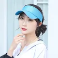 Premium light blue breathable sun visor hat for women, outdoor UV protection quick-dry cap. - Adjustable / Plain Solid Lake Blue Sun Visor