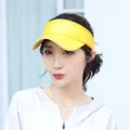 Breathable yellow sun visor hat for summer outdoor sun protection and casual wear - Adjustable / Plain Solid Yellow Sun Visor