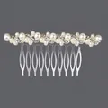 Elegant vintage silver bridal hair comb with pearls and rhinestones for wedding - Silver Pearl Style (HS-J096)