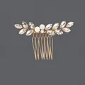 Elegant vintage bridal rhinestone hair comb in gold finish for wedding hairstyles - Luxury Banquet Style (HS-J6265) / Gold
