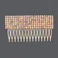 Elegant vintage bridal hair comb with iridescent rhinestones for wedding updo banquet - Sparkling Rhinestone Style (HS-J6552AB) / Colorful Zirconia