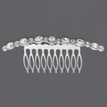 Elegant vintage bridal alloy hair comb with shimmering clear rhinestones for wedding hair - Simple Daily Style (HS-J1478) / Silver