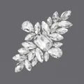 Elegant silver bridal hair comb featuring sparkling marquise and pear-shaped clear rhinestones - Rhinestone Luxury Style (HS-J7091S) / Silver