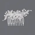 Vintage silver bridal hair comb featuring elegant rhinestone flower design for wedding - Luxury Bridesmaid Style (HS-J7012S) / Silver