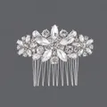 Vintage style silver wedding hair comb with sparkling clear crystals for bridal hairstyles - Petal Versatile Style (HS-J3898) / Silver