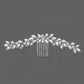 Vintage bridal hair comb featuring marquise-cut rhinestones in a stunning silver-tone finish - Simple Rhinestone Style (HS-J1250) / Silver