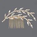 Vintage bridal gold hair comb with clear crystal leaf and branch design for wedding - Gold Vine Style (HS-J6879G) / Gold