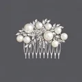 Vintage retro style bridal hair comb decorated with white pearls and sparkling rhinestones - Pearl Daily Style (HS-J5356) / Silver