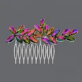 Vintage leaf-shaped rhinestone hair comb for bridal wedding buns and banquet styles - Luxury Banquet Style (HS-J6836SZAB) / Colorful Zirconia