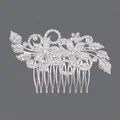 Vintage silver bridal hair comb with elegant rhinestone floral design for weddings - Bridal Versatile Style (HS-J7010S) / Silver