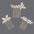 Vintage bridal gold alloy hair comb set with sparkling marquise rhinestones for wedding - Gold Daily Style (HS-J7248G) / Gold