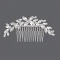 Vintage bridal hair comb with elegant sparkling crystals on a polished silver alloy base - Bridal Versatile Style (HS-J4894) / Silver