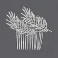 Elegant silver alloy bridal hair comb featuring sparkling rhinestones in leaf design - Luxury Banquet Style (HS-J4195A) / Silver