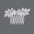 Elegant vintage silver bridal hair comb with sparkling clear rhinestones for weddings - Banquet Luxury Style (HS-J6800S) / Silver