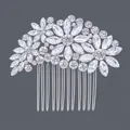 Elegant bridal hair comb featuring vintage floral crystal rhinestones and silver alloy - Flower Photoshoot Style (HS-J3896) / Silver