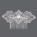 Vintage bridal hair comb with silver alloy and sparkling rhinestones for weddings. - Luxury Bridal Insert (HS-J4031) / Silver