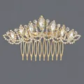Vintage gold tone bridal hair comb featuring elegant marquise crystals and sparkly rhinestones - Princess Banquet Style (HS-J7077G) / Gold