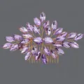 Vintage bridal hair comb with purple marquise rhinestones and elegant gold alloy - Purple Crystal Luxury Style (HS-J7081GP) / Gold