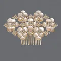 Vintage golden bridal hair comb with elegant rhinestone flower patterns for wedding hair - Gold Floral Style (HS-J6748G) / Gold