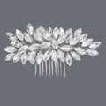 Elegant vintage bridal hair comb decorated with marquise crystals for weddings and gala - Rhinestone Photoshoot Insert (HS-J7367S) / Silver