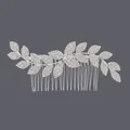 Vintage silver bridal hair comb with sparkly leaf rhinestones for wedding - Leaf Versatile Insert (HS-J5005S) / Silver