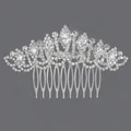 Sparkling silver bridal hair comb featuring marquise-cut rhinestones in a tiara design - Princess Banquet Insert (HS-J7077S) / Silver