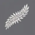 Elegant silver bridal hair comb featuring marquise-cut rhinestones in a leaf design. - Claw Chain Versatile Spring Clip (HS-J7049S) / Silver