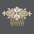 Peigne à cheveux de mariée vintage en alliage doré avec strass et perles d'imitation - Brosse À Cheveux Polyvalente Golden Flower Hs-j6150g