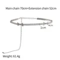 Catena da corpo in strass argento con fiocchi, lunghezza 122 cm, peso 61,4 g. - Stile Doppia Fila con Fiocco in Strass (19655)